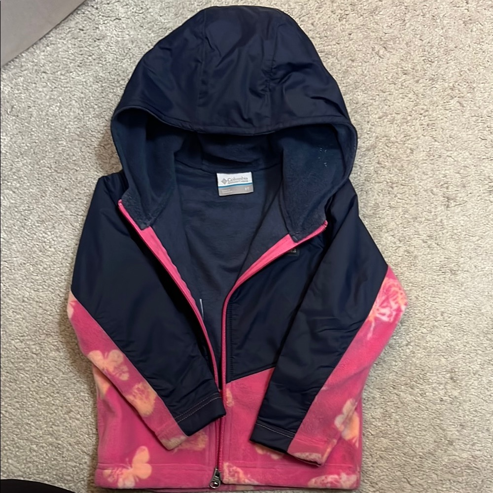 Columbia Navy and Pink Butterfly Jacket